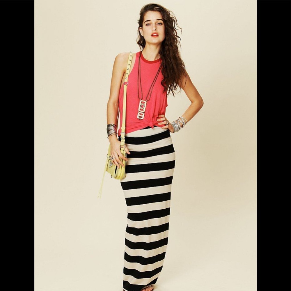 Free People Rugby/Striped Long Skirt